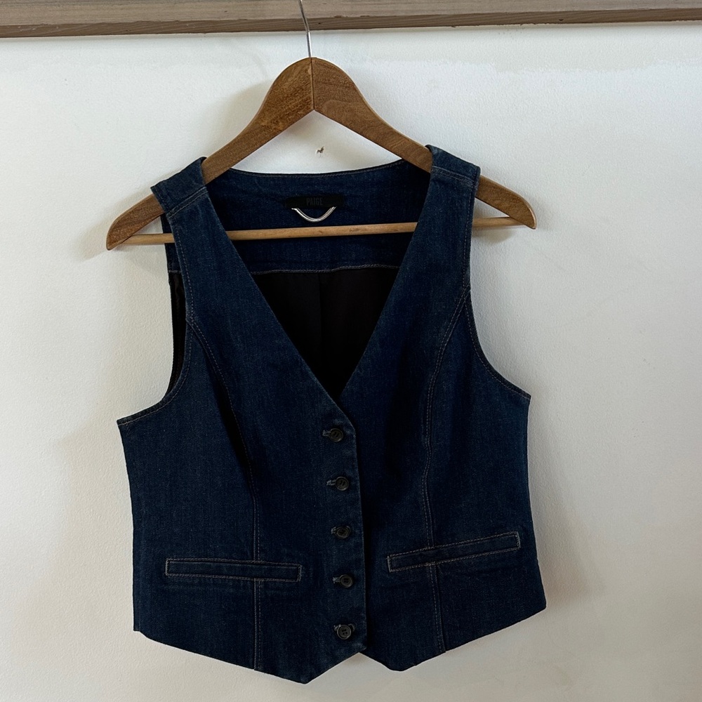 PAIGE Antonella Dark Denim Vest (10/L)